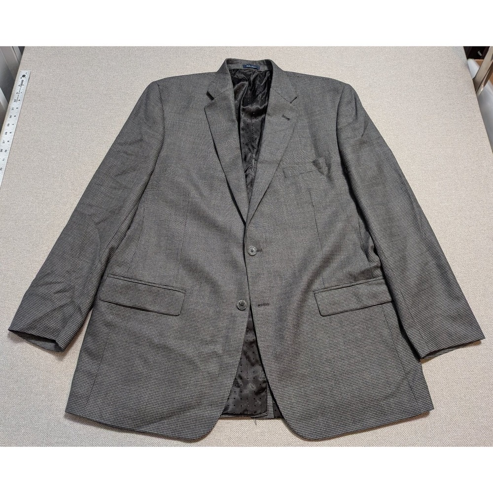 Turnbury Men's Blazer 46L Gray Houndstooth Wool Stretch Sport Coat Suit Jacket